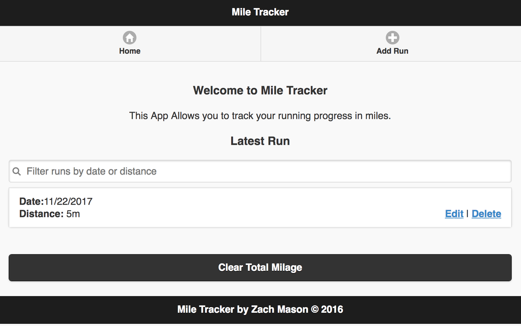Mile Tracker App